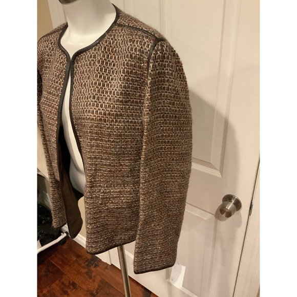 Lafayette 148 New York Bronze Tweed Wool Jacket, Size L, NWT! $798 - Picture 4 of 9